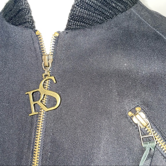 Roberta Scarpa Cotton Leather Moto Bomber Jacket Black Size 6 Italy - Picture 3 of 14